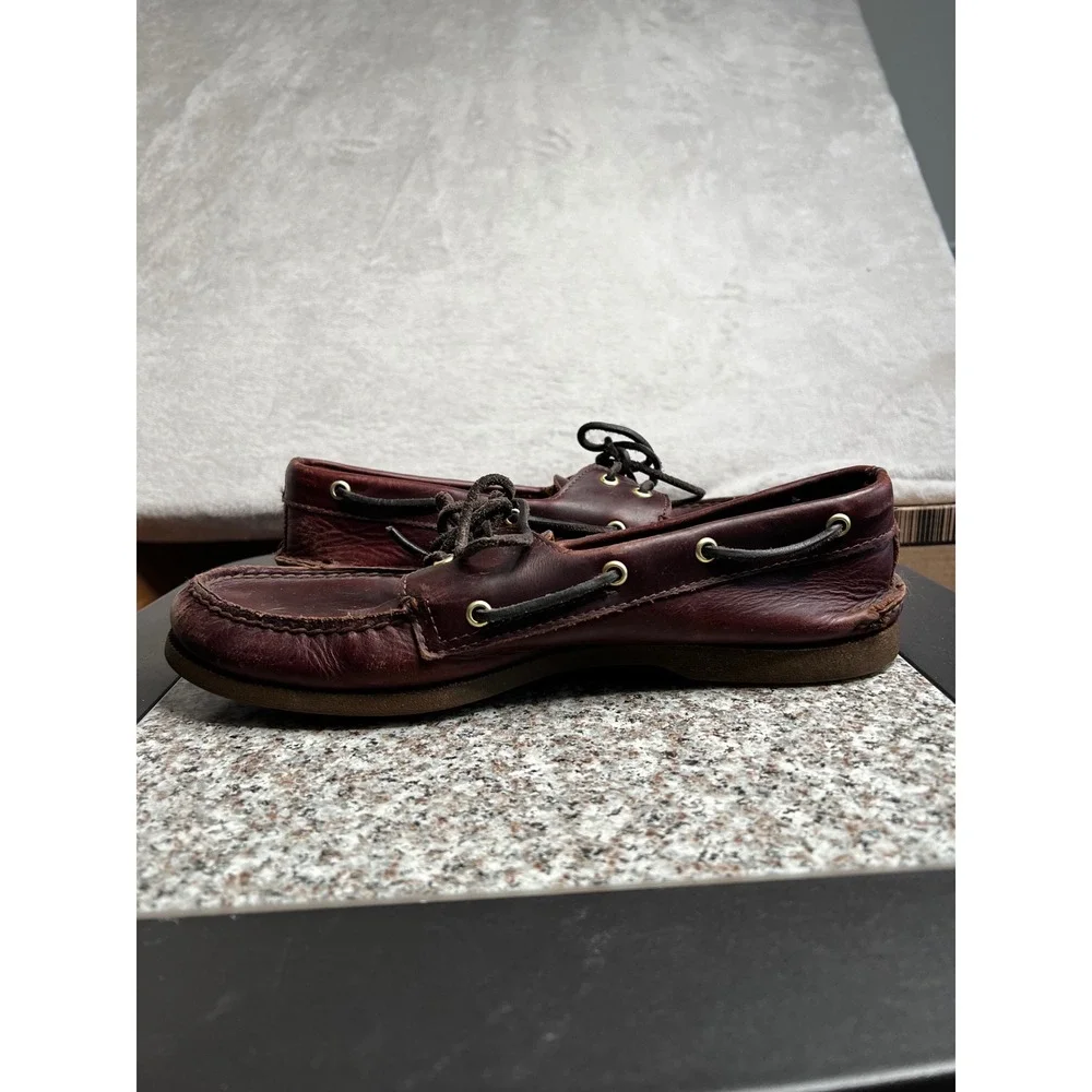 Sperry Top-Sider Mens 10.5M Authentic Original Leather Boat Shoes Burgundy Vtg